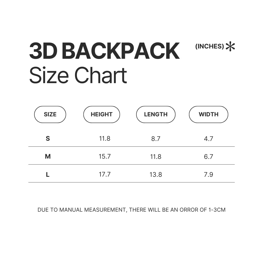 3D Backpack Size Chart - Frieren UK Shop