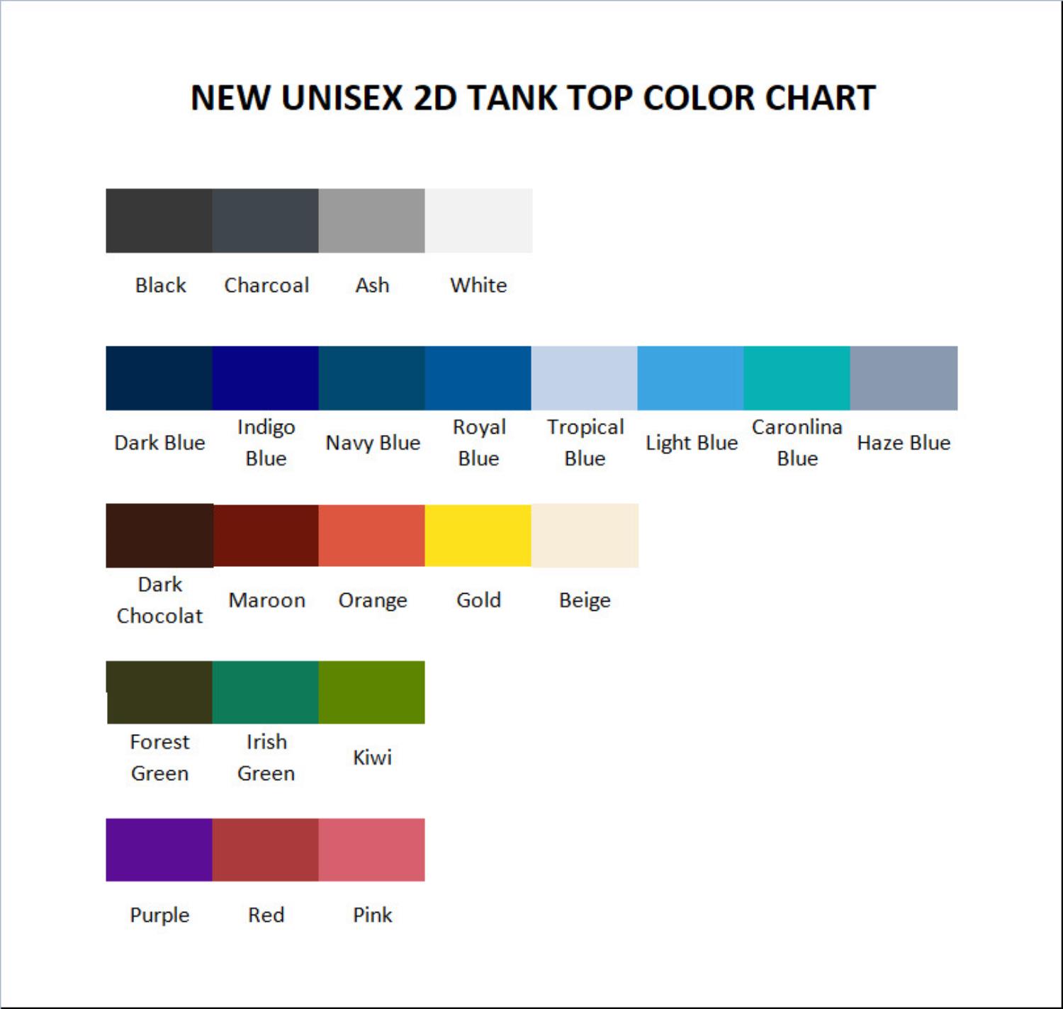 tank top color chart - Frieren UK Shop