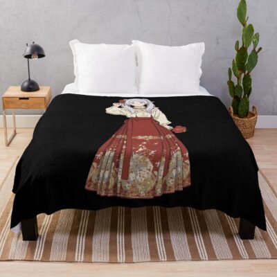 Frieren Red Petal Queen Throw Blanket