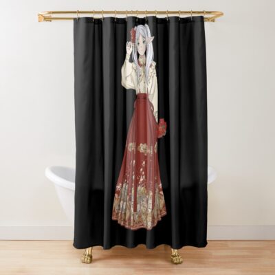 Frieren Red Petal Queen Shower Curtain