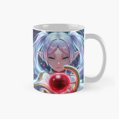 White Haired Elven Mage Anime Illustration Arcane Magic Circle Fantasy Art Mug